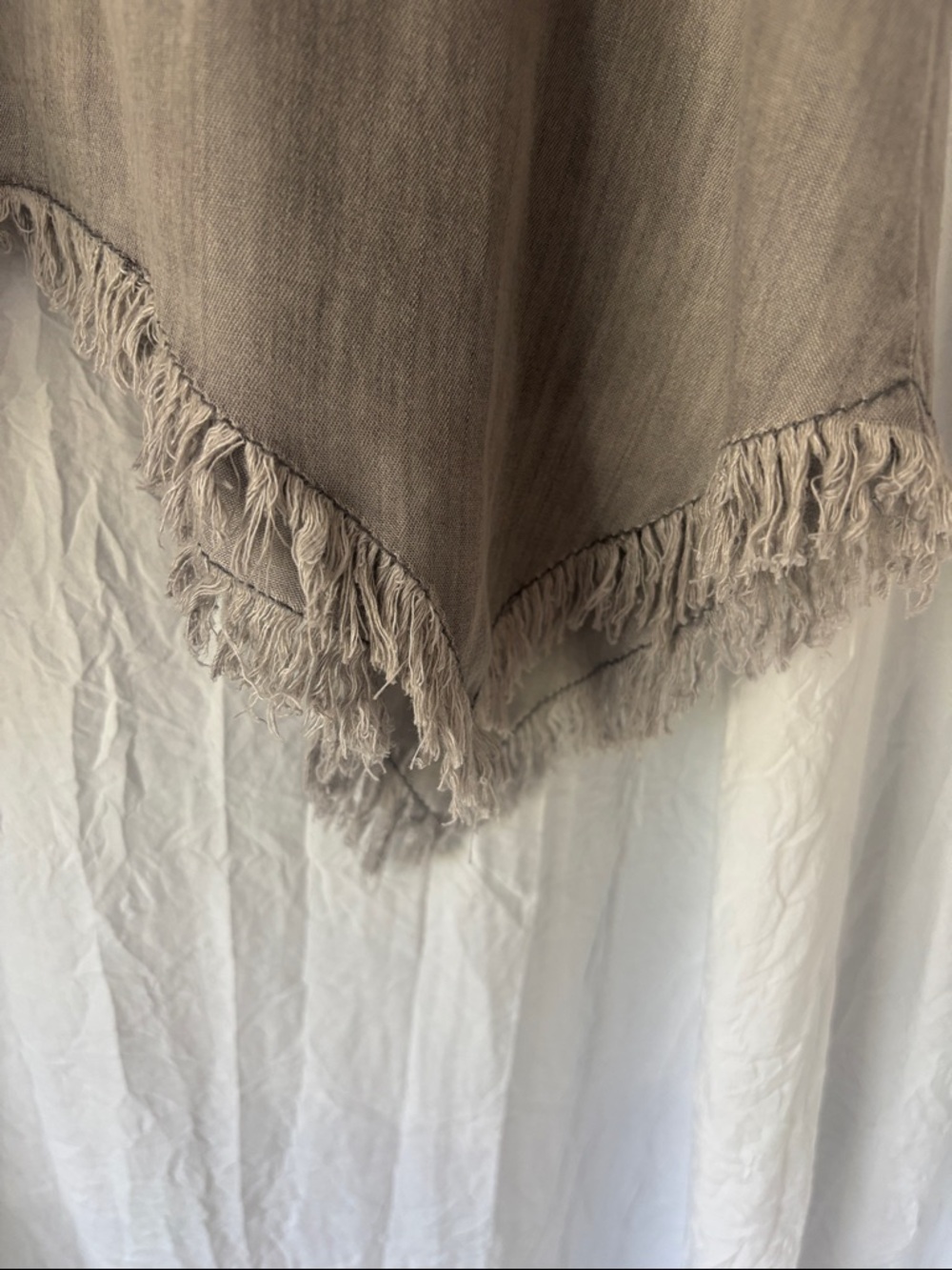Thread & Supply Frayed-Hem Button Front Blouse in Gray - Picture 10 of 13